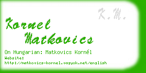 kornel matkovics business card